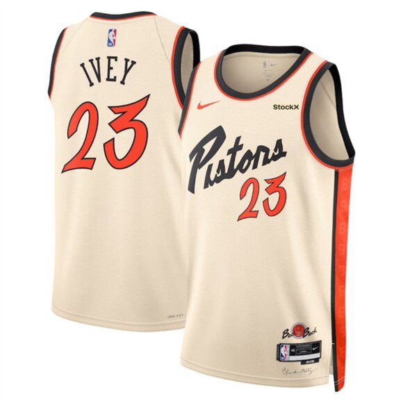 Mens 23 Jaden Ivey Cream Stitched Jersey - Picture 1 of 1